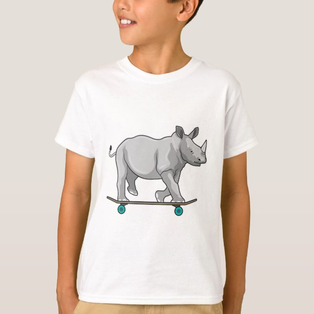 Rhino als Skater mit Skateboard T-Shirt (Vorderseite)