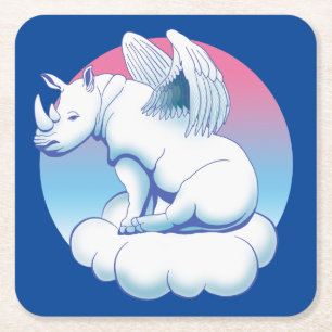 Rhino Angel - Rhinoceros Conservation Awareness Rechteckiger Pappuntersetzer