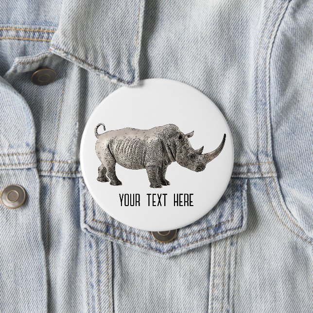 Rhino Animal Niedlich Adorable Custom Button (Beispiel)