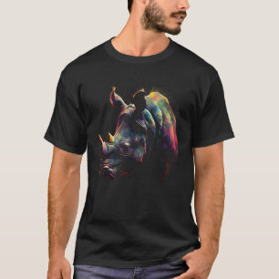 Rhino Artwork Colorful Animal Rhino T-Shirt