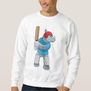 Rhino auf Cricket mit Cricket-Fledermaus Sweatshirt