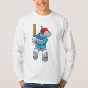 Rhino auf Cricket mit Cricket-Fledermaus T-Shirt