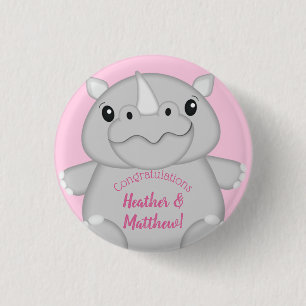 Rhino Baby Dusche Pink Button