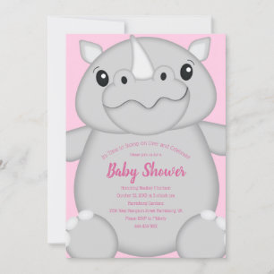Rhino Baby Dusche Pink Einladung
