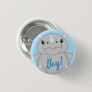 Rhino Baby Shower Blue Button