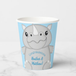 Rhino Baby Shower Blue Pappbecher