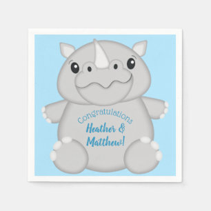 Rhino Baby Shower Blue Serviette