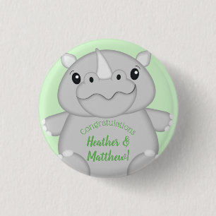 Rhino Baby Shower Green Button