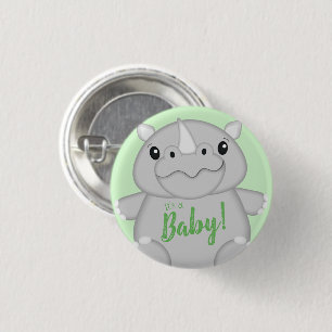 Rhino Baby Shower Green Button