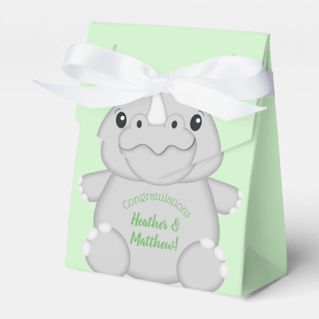 Rhino Baby Shower Green Geschenkschachtel (Vorderseite)
