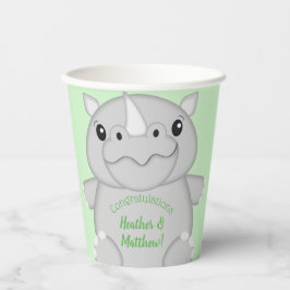 Rhino Baby Shower Green Pappbecher