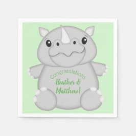 Rhino Baby Shower Green Serviette