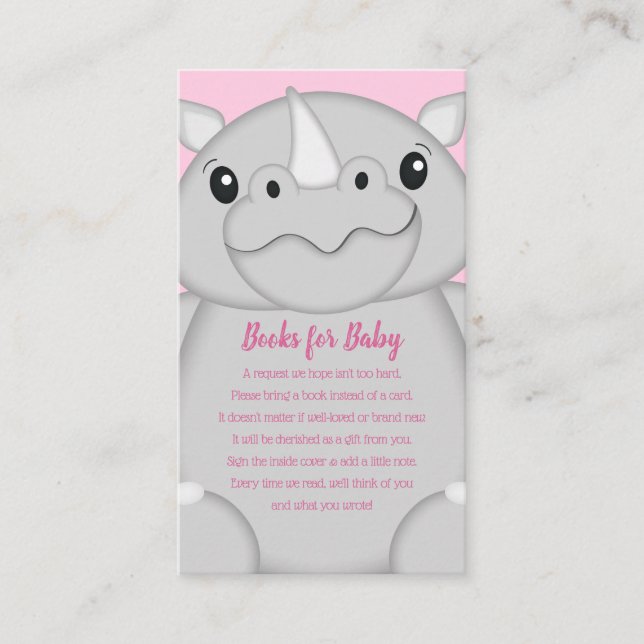 Rhino Baby Shower Safari Pink Girl Begleitkarte (Vorderseite)