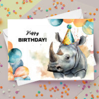 Rhino Balloons und Party Hat Rhinoceros Geburtstag