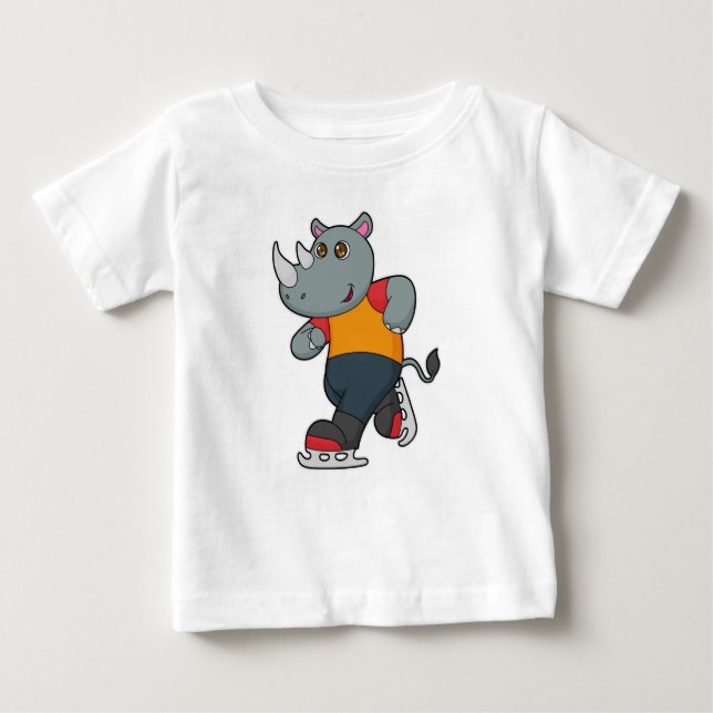 Rhino bei Ice Skaten mit Ice-Skaten Baby T-shirt (Vorderseite)