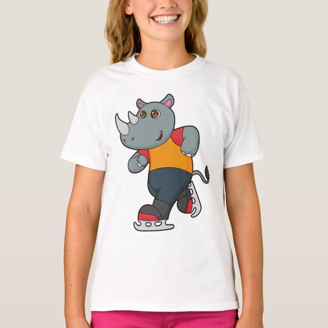 Rhino bei Ice Skaten mit Ice-Skaten T-Shirt (Vorderseite)
