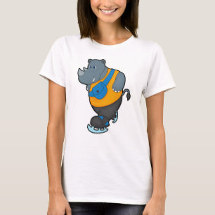 Rhino bei Ice Skaten mit Sling-Tasche T-Shirt