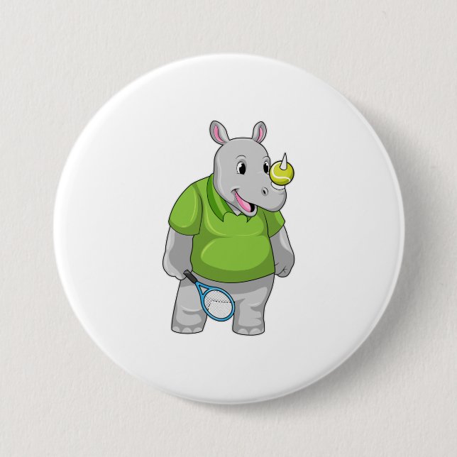 Rhino bei Tennis mit Tennisball Button (Vorderseite)