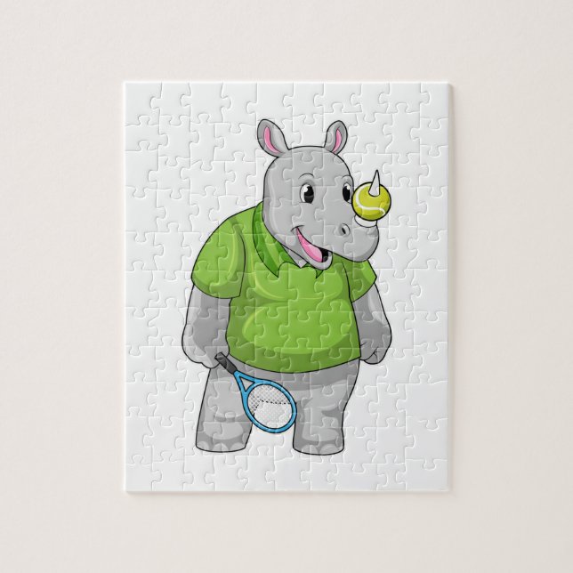 Rhino bei Tennis mit Tennisball Puzzle (Vertikal)