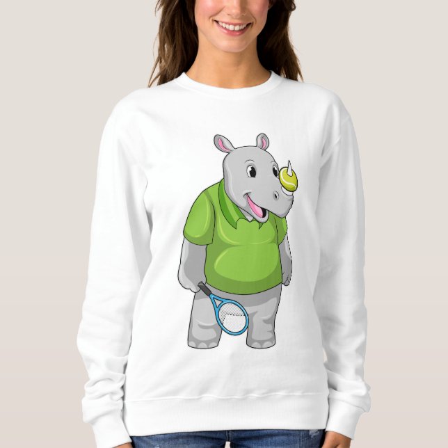 Rhino bei Tennis mit Tennisball Sweatshirt (Vorderseite)