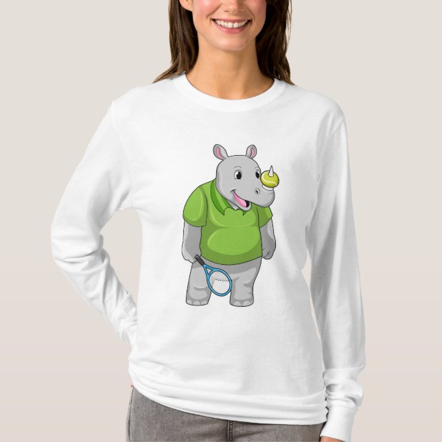 Rhino bei Tennis mit Tennisball T-Shirt (Vorderseite)