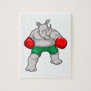Rhino beim Boxen mit Boxhandschuhen Puzzle