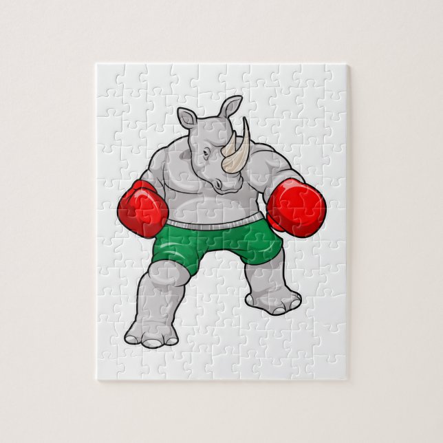 Rhino beim Boxen mit Boxhandschuhen Puzzle (Vertikal)