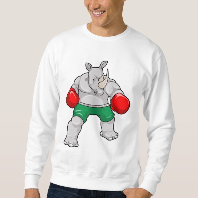 Rhino beim Boxen mit Boxhandschuhen Sweatshirt (Vorderseite)