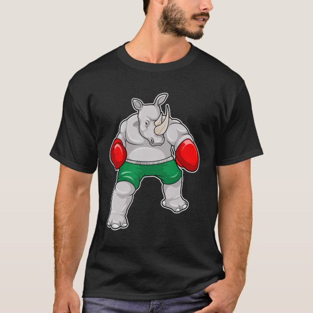 Rhino beim Boxen mit Boxhandschuhen T-Shirt (Vorderseite)
