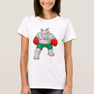 Rhino beim Boxen mit Boxhandschuhen T-Shirt