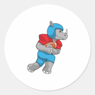 Rhino beim Fußballsport Runder Aufkleber