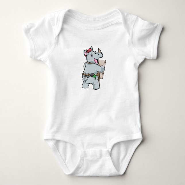 Rhino beim Malen mit Farben Baby Strampler (Vorderseite)