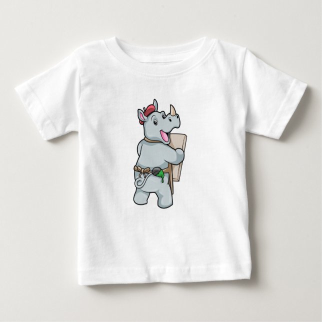 Rhino beim Malen mit Farben Baby T-shirt (Vorderseite)