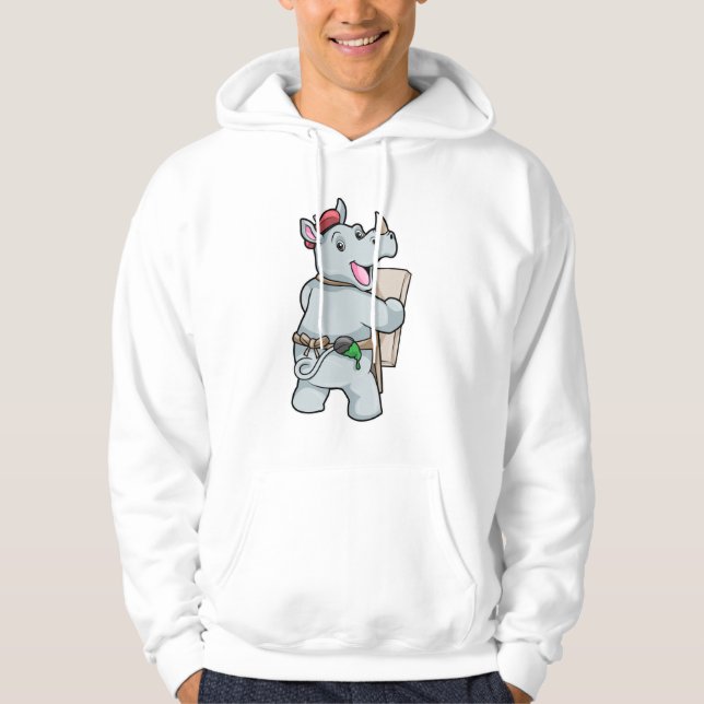 Rhino beim Malen mit Farben Hoodie (Vorderseite)