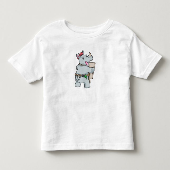 Rhino beim Malen mit Farben Kleinkind T-shirt (Vorderseite)