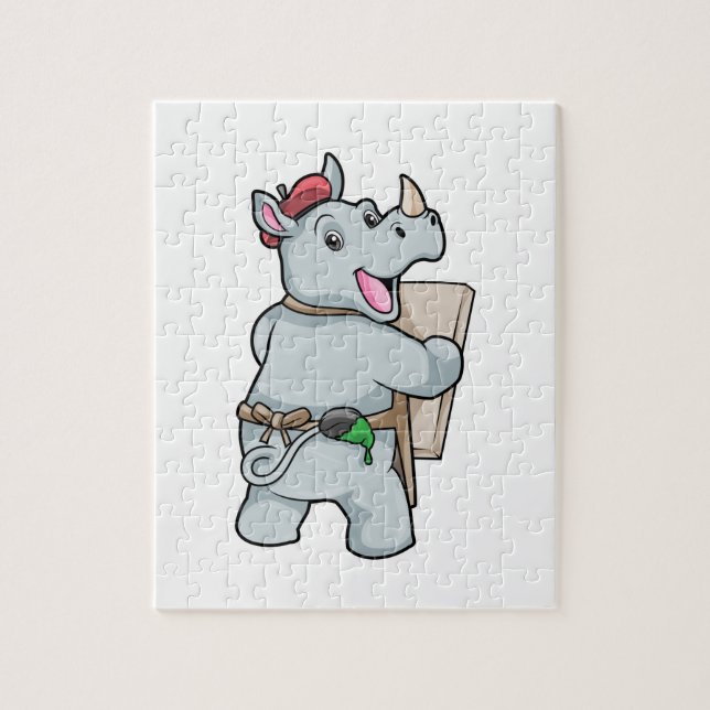 Rhino beim Malen mit Farben Puzzle (Vertikal)