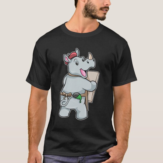 Rhino beim Malen mit Farben T-Shirt (Vorderseite)