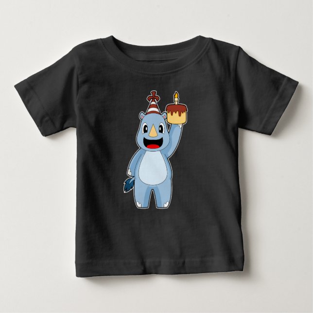 Rhino Birthday Candle Cake Baby T-shirt (Vorderseite)