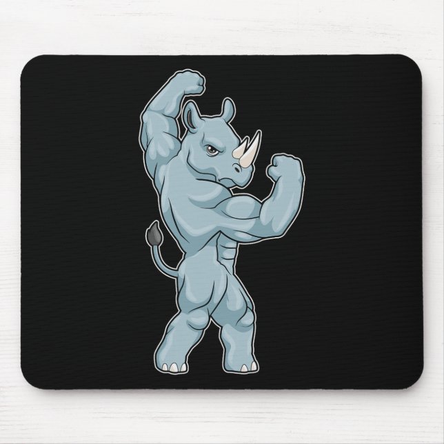 Rhino Bodybuilder Bodybuilding Sports  Mousepad (Vorne)