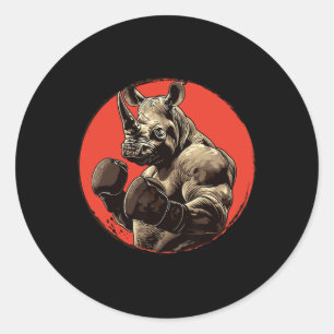 Rhino Boxer Fighter Boxing Runder Aufkleber