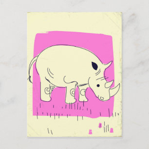 Rhino-Cartoon im Vintage-Stil Postkarte