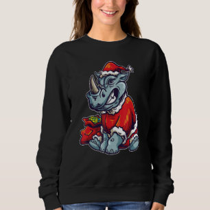 Rhino Christmas Rhinoceros mit Santa-Kostüm-Deko Sweatshirt