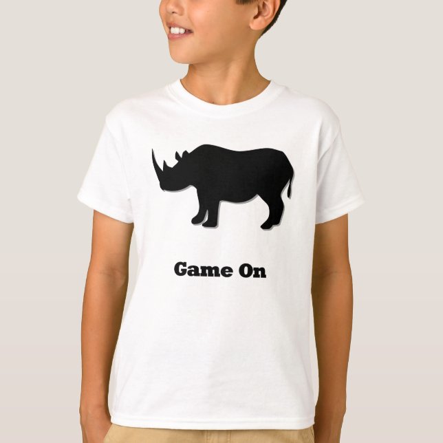 Rhino Game auf schwarz T-Shirt (Vorderseite)