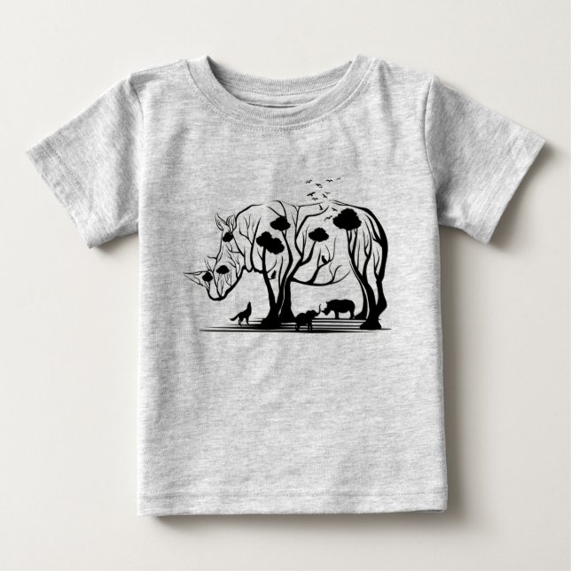 Rhino Gestern und Heute Baby T-shirt (Vorderseite)