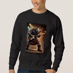Rhino-Gitarrist im Kilt beim Rocken Sweatshirt
