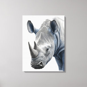Rhino Illustration - Zeichnend Bleistift Leinwanddruck