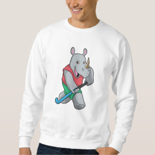 Rhino im Hockey mit Hockey-Schläger Sweatshirt