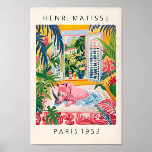 Rhino in Bathtub Art Print, Matisse Poster, Bathro Poster