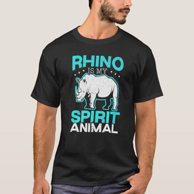 Rhino ist mein Geist Tier Rhinocerus Wildlife Anim T-Shirt (Vorderseite)