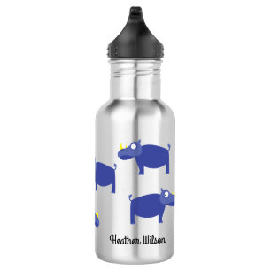 Rhino Kid Rhinoceros Wasser Flasche mit Name Edelstahlflasche